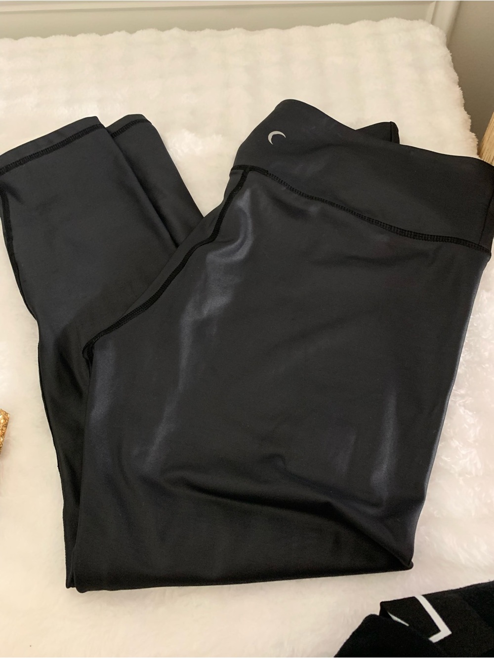 ZYIA Black Active Leggings with Crescent Logo. Size 14-16